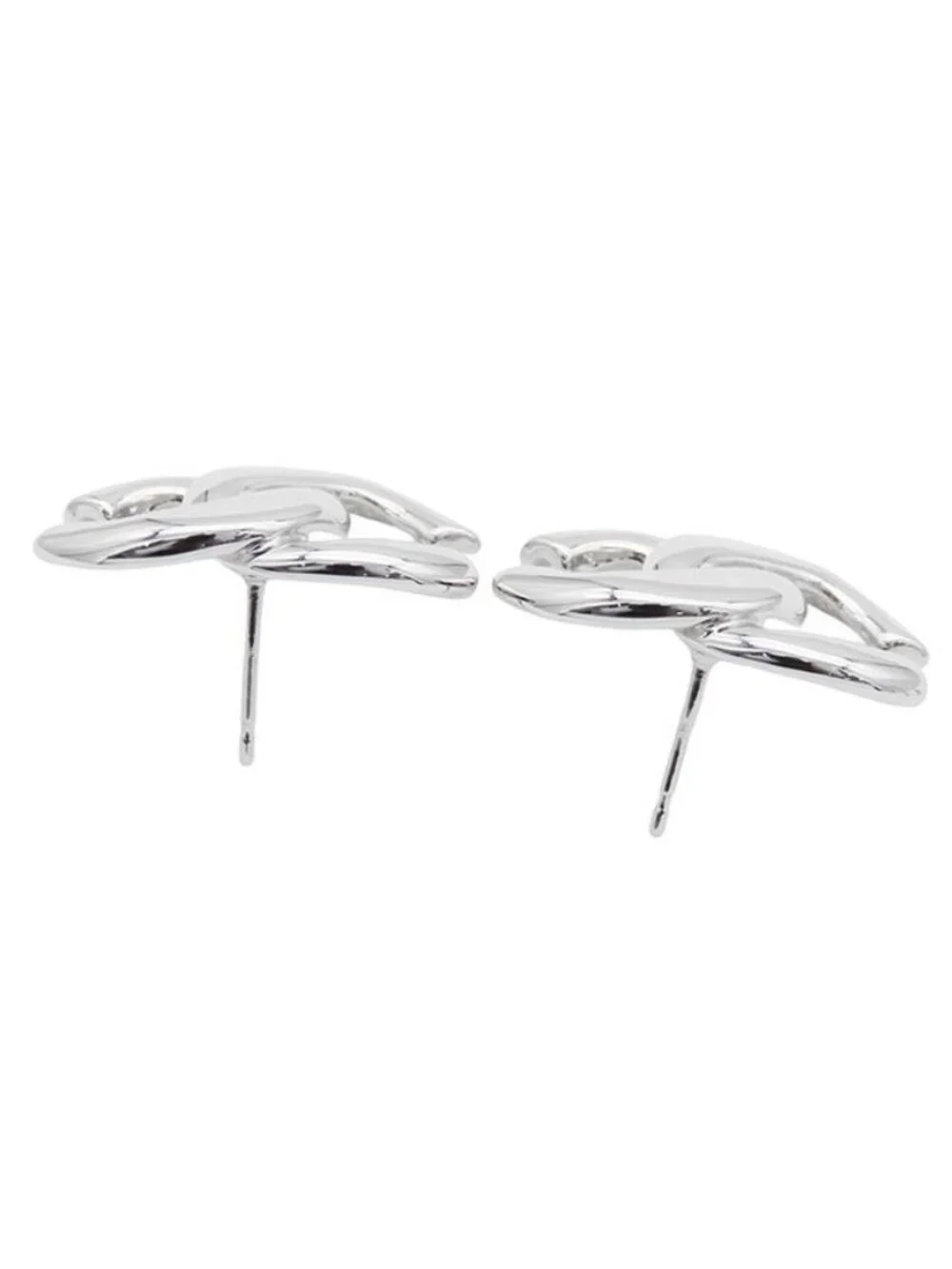 Chanel Earrings Silver Metal CC Logo